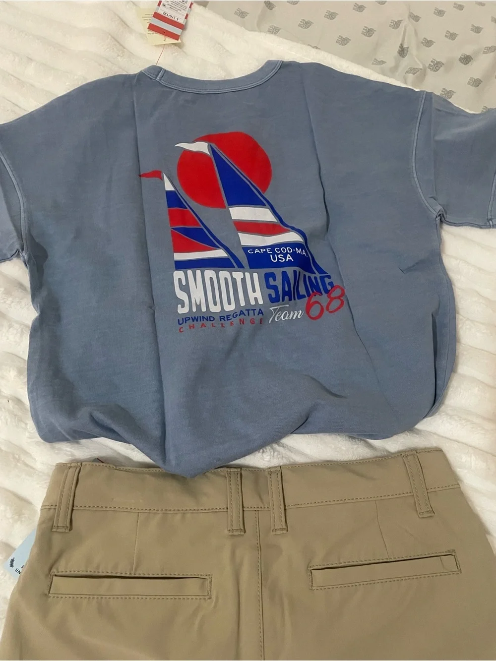 Set of Kids Tops & Shorts - Black Graphic Tee, Blue Tee, Black & Khaki Shorts